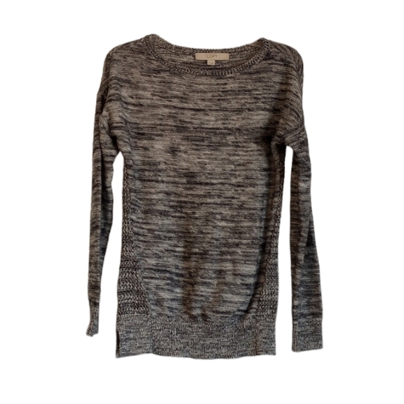 Ann Taylor Loft Womens Sweater Sz XS Heathered Black White Pullover Cozy Comfy - Picture 1 of 7